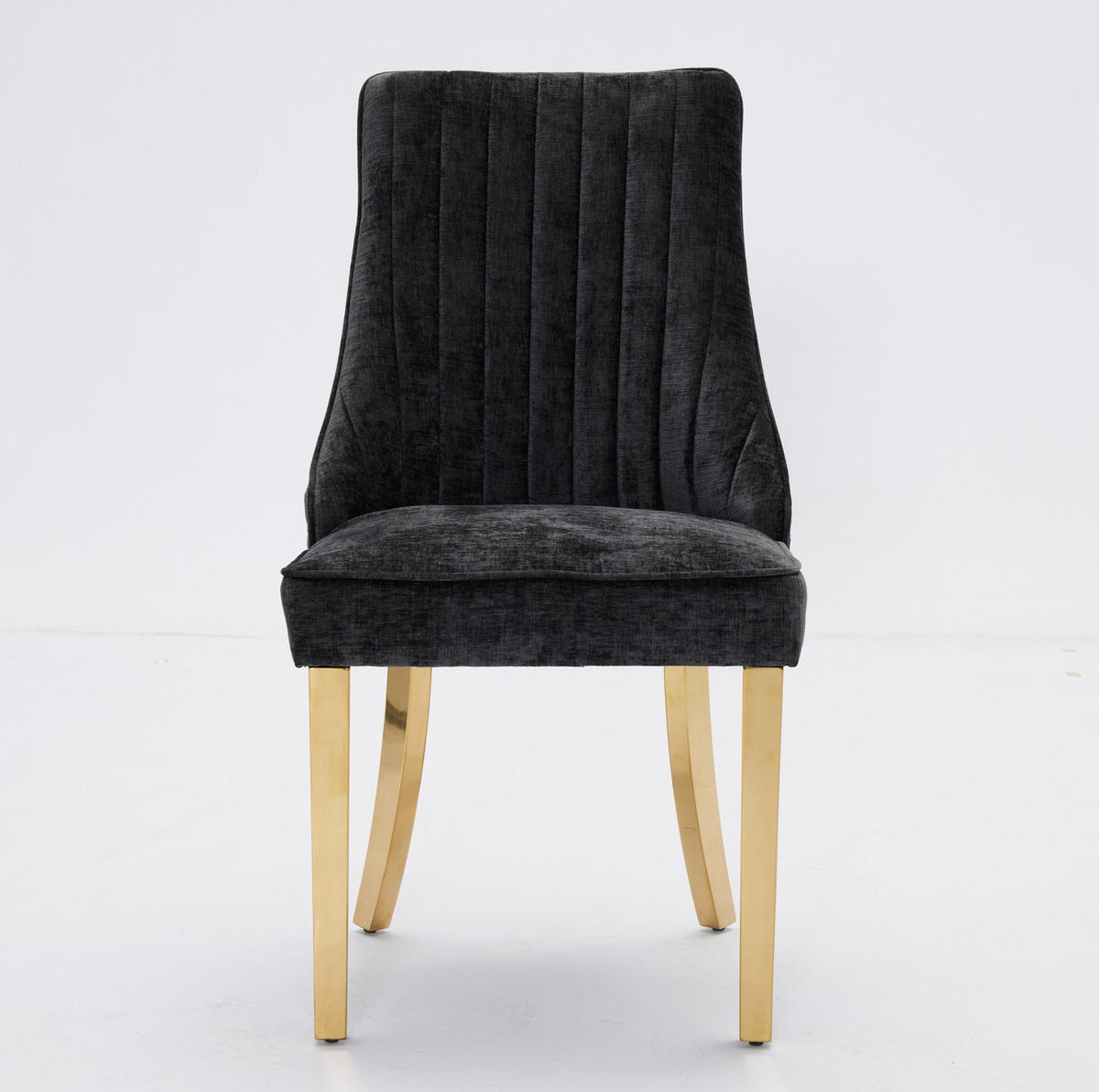ESSZIMMERSTÜHLE mit hoher Rückenlehne Chenille Schwarz 2er-Set - Schwarz, Metall (50/95/65cm) - Meubliv