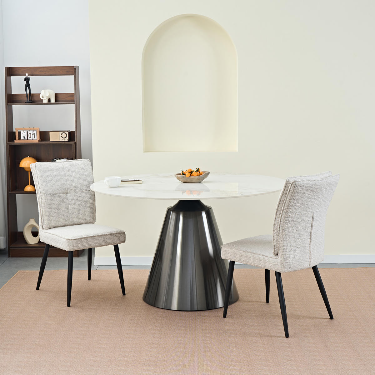 STUHL-SET DE-36847 2 Stück mit Hahnentritt-Bezug Cremeweiß - Creme, Metall (41/90.5/44cm) - ComfortXL