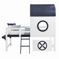 ETAGENBETT halbhoch 90x200 cm Weiß Dunkelblau mit Schublade - Weiß, Holz (90/200cm) - Meubliv