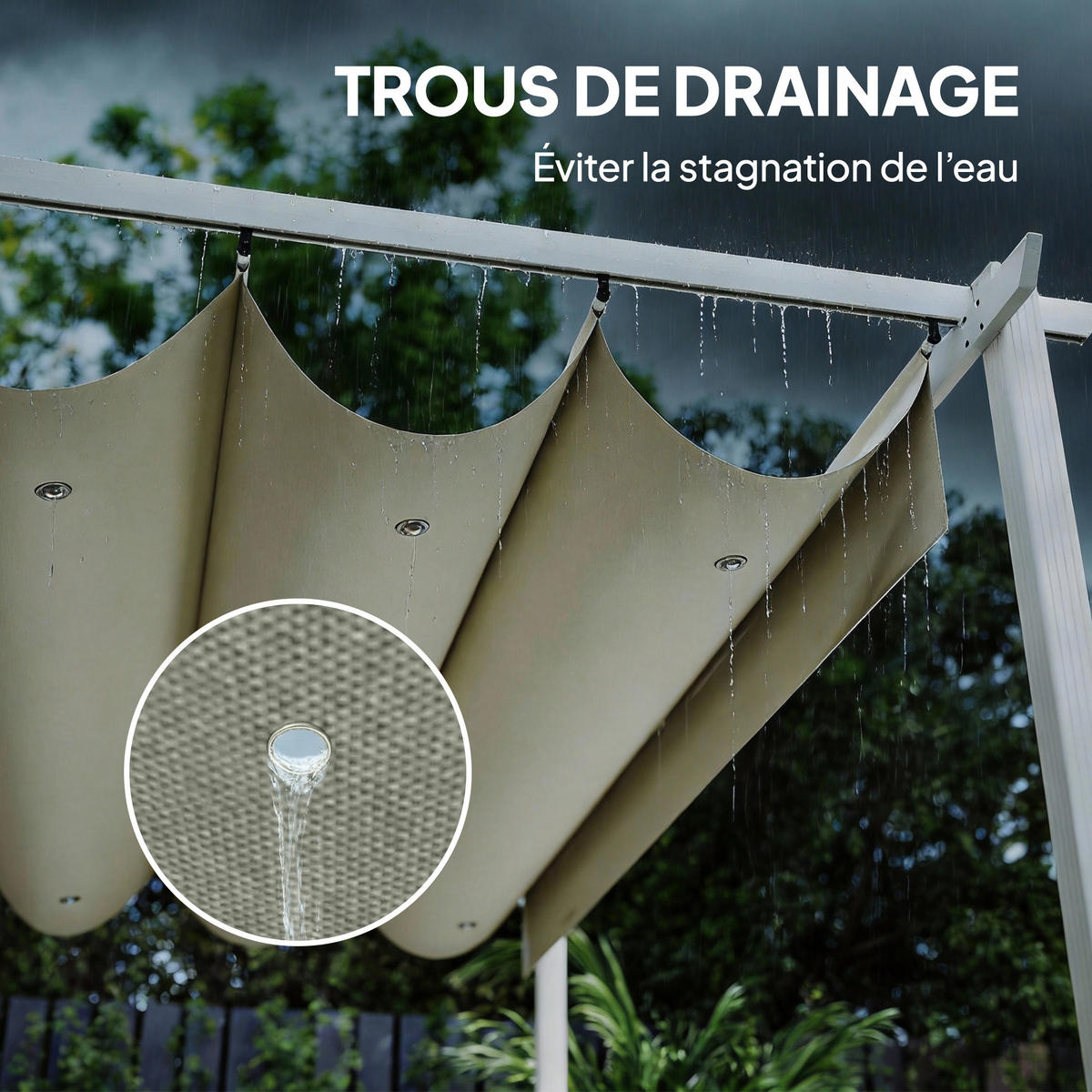 PERGOLA DE-12727 390/297/227 cm ausziehbar mit Magnet und Drainage Beige - Beige, Metall (297/227/390cm) - ComfortXL