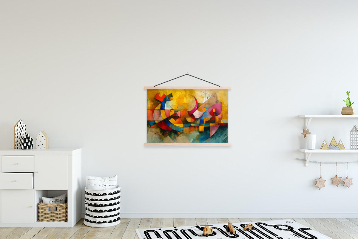 POSTER Kunst - Abstrakt - Modern 90x60 cm - Gelb, Textil (90/60/0.15cm) - MuchoWow