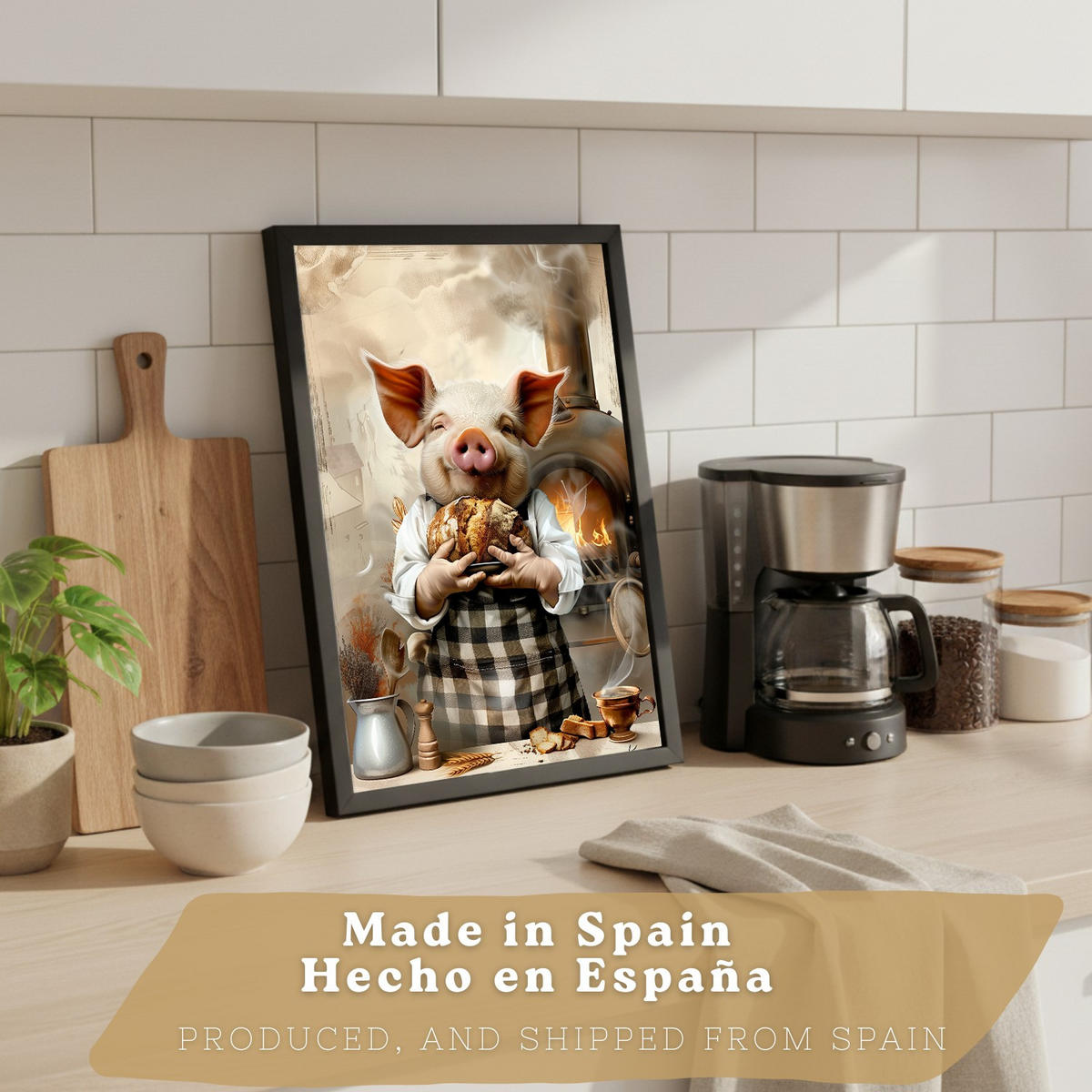PLAKAT Sada 4 Zvířata vařící A3 Černý rám - černá, papír (29.7/1/42cm) - Nacnic