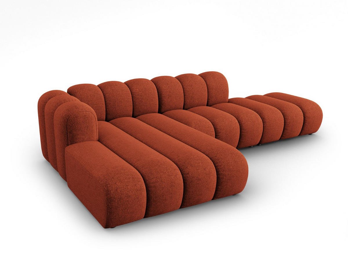 ECKSOFA modular links Lupine aus Chenille-Stoff terrakotta 5 Sitzplätze - Terracotta, Textil (177/299cm) - Micadoni
