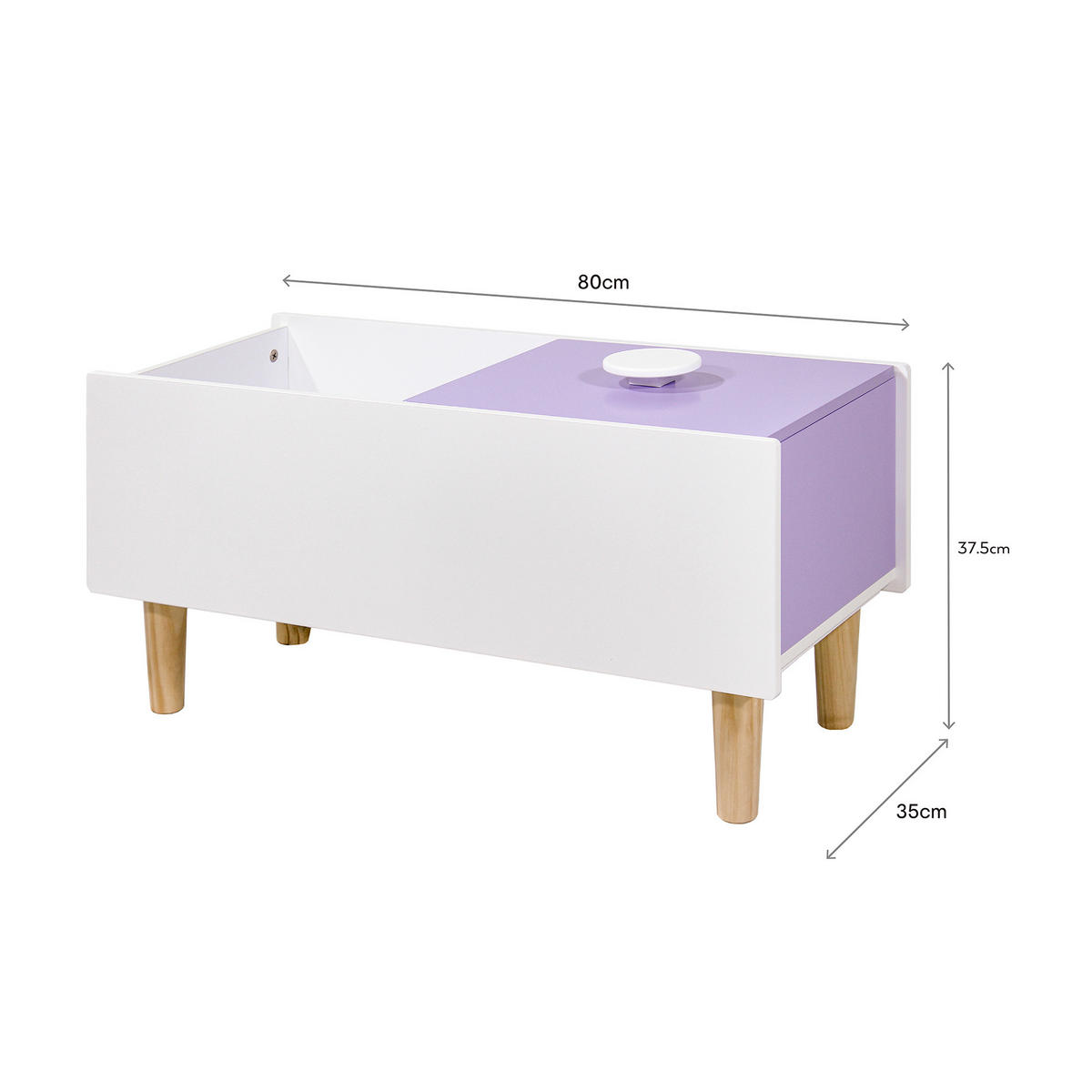KINDER-AUFBEWAHRUNGSTRUHE Weiß Lila 80/35/37,5 - Weiß, Holz (80/38/35cm) - Mobili Rebecca