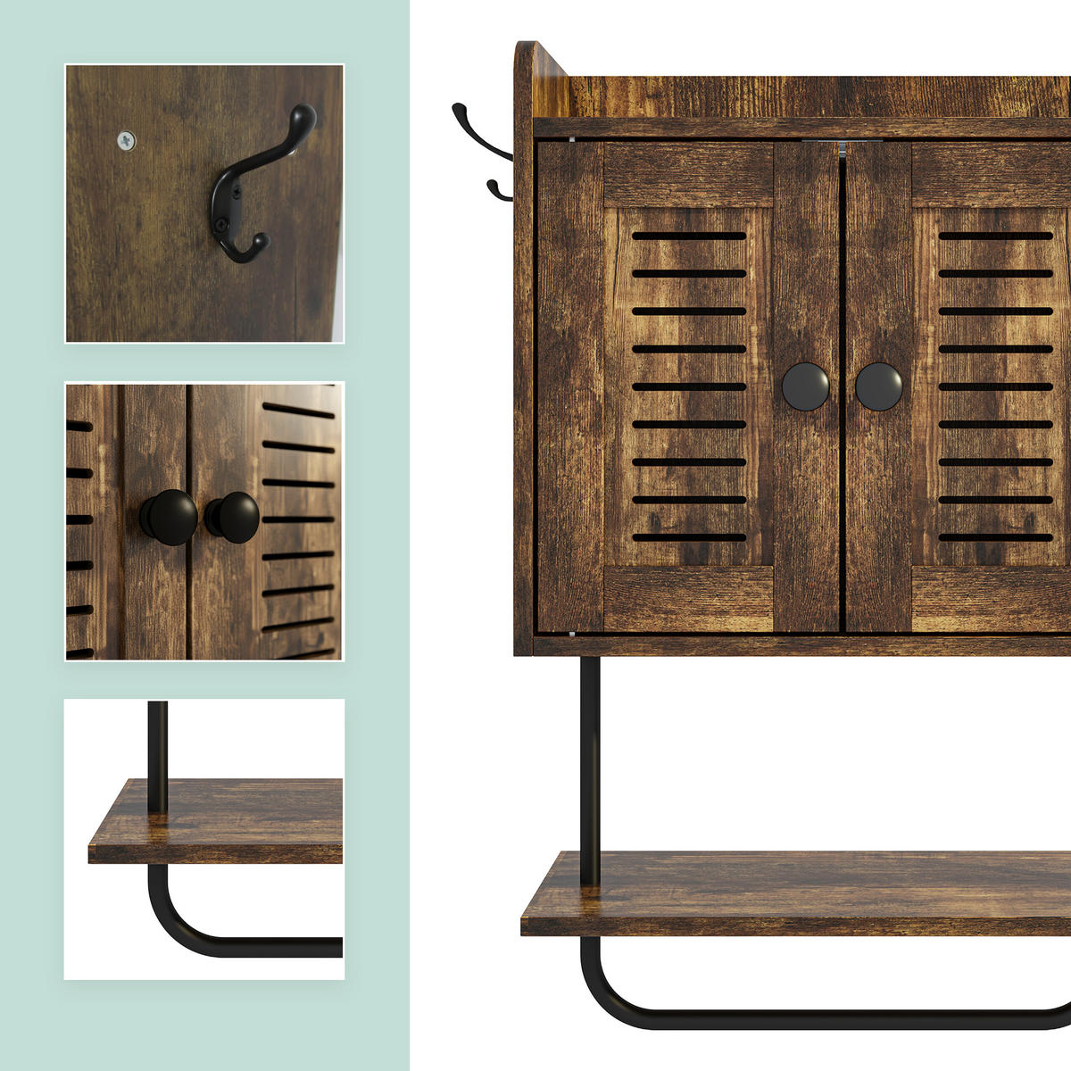 ZÁVĚSNÝ skříň - hnědá, kov/kompozitní dřevo (40/61/17.5cm) - Relaxdays