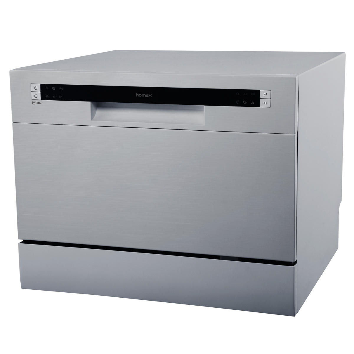 TISCHGESCHIRRSPÜLER, 6 Programme, Mini Spülmaschine für 6 Maßgedecke, Ideal für kleine Wohnungen, AquaStop, GST6AE-S silber - Silberfarben, Kunststoff/Metall (55/44/50cm) - homeX