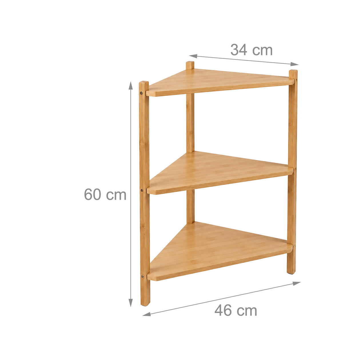ECKREGAL Natur 3 Ablagen Bambus - Hellbraun, Holz/Holzwerkstoff (46/60/25cm) - Relaxdays