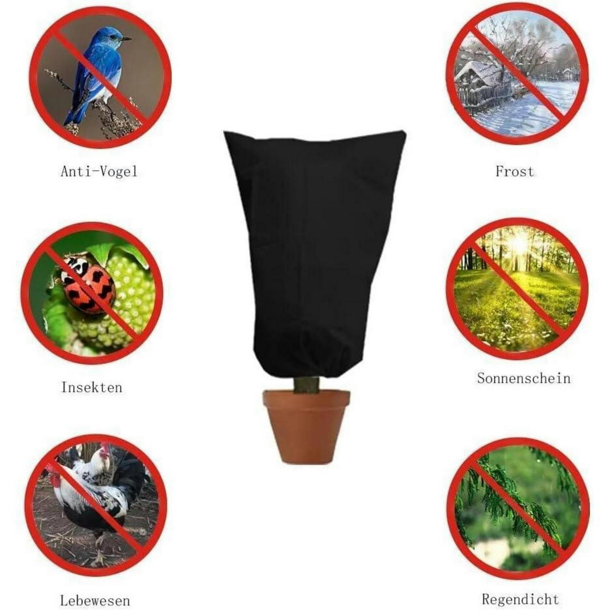 PFLANZENSCHUTZHAUBE Winterschutz 80 x 100 cm Schwarz - Schwarz, Textil (10/5/15cm)