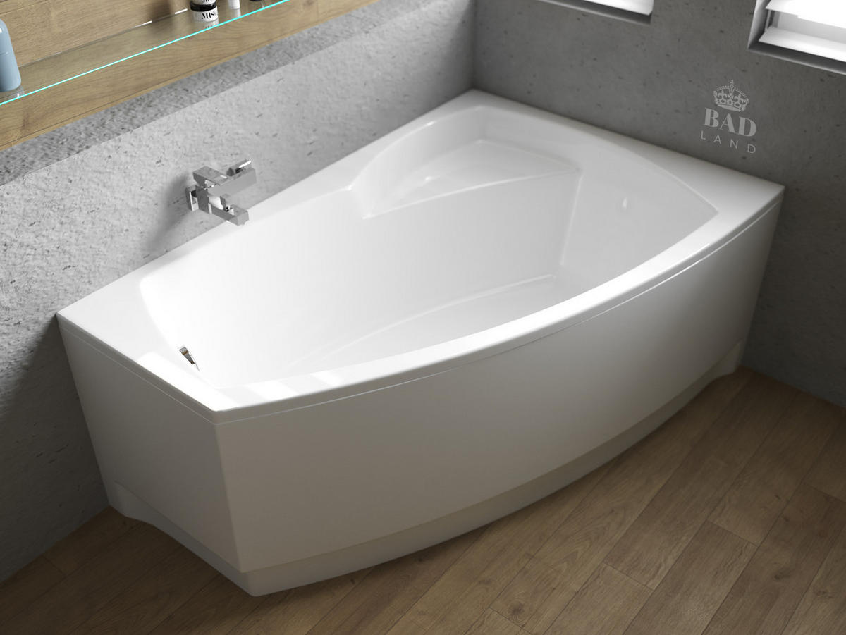 BADEWANNE Eckwanne FRIDA 140/80 Rechts Ablauf & Füße - Weiß, Kunststoff (80/55.5/140cm) - bad land