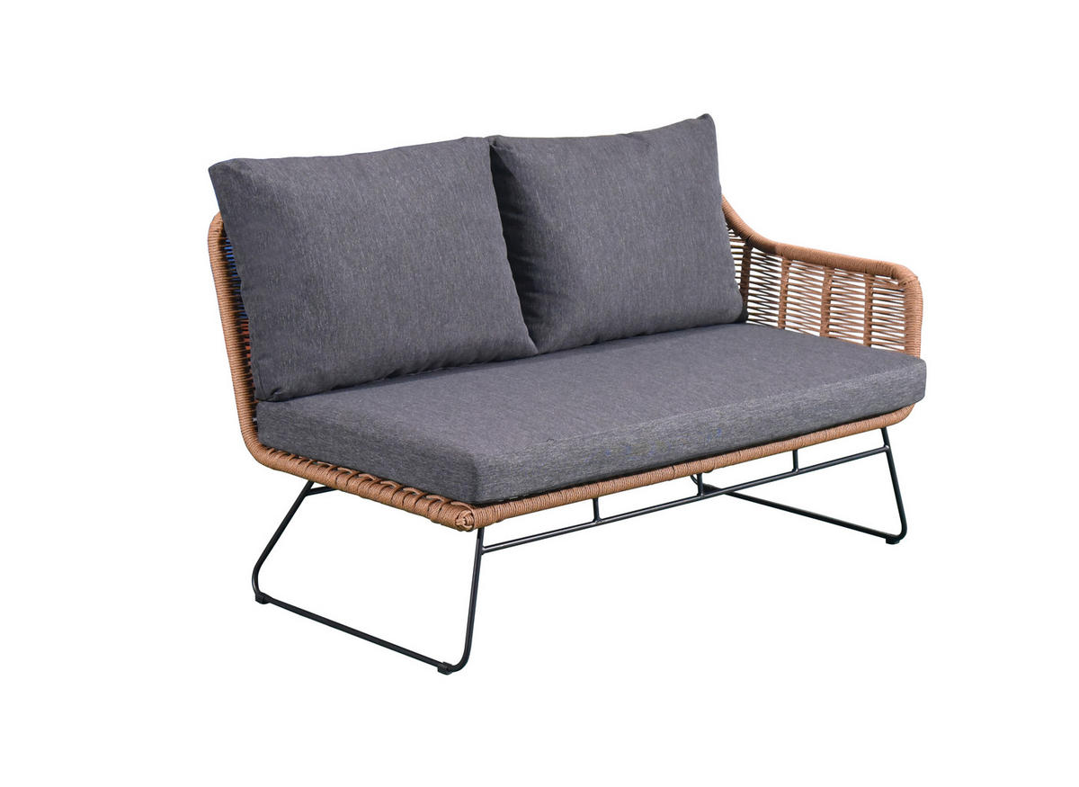 GARTENLOUNGE-SET Monaco Grau Polyrattan für 6 Personen - Grau, Kunststoff - Green Spirit
