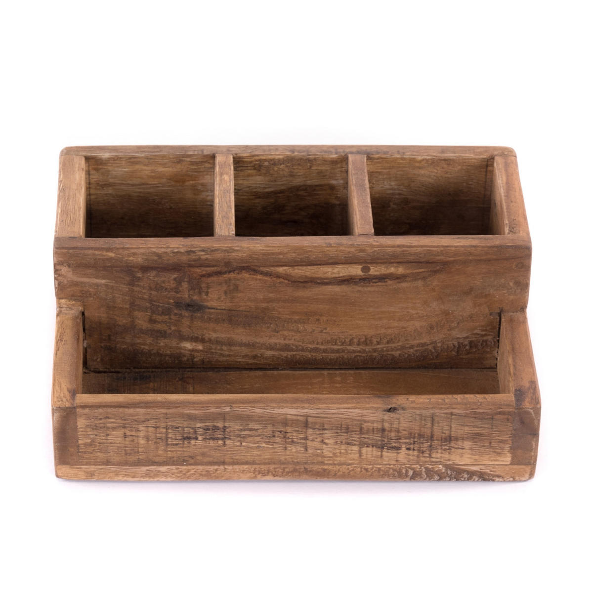SCHREIBTISCH-ORGANIZER Lepus Mahagoni Recyclingholz massiv, 4 Fächer naturfarben - Naturfarben, Holz (23/34/11cm) - DESIGN DELIGHTS