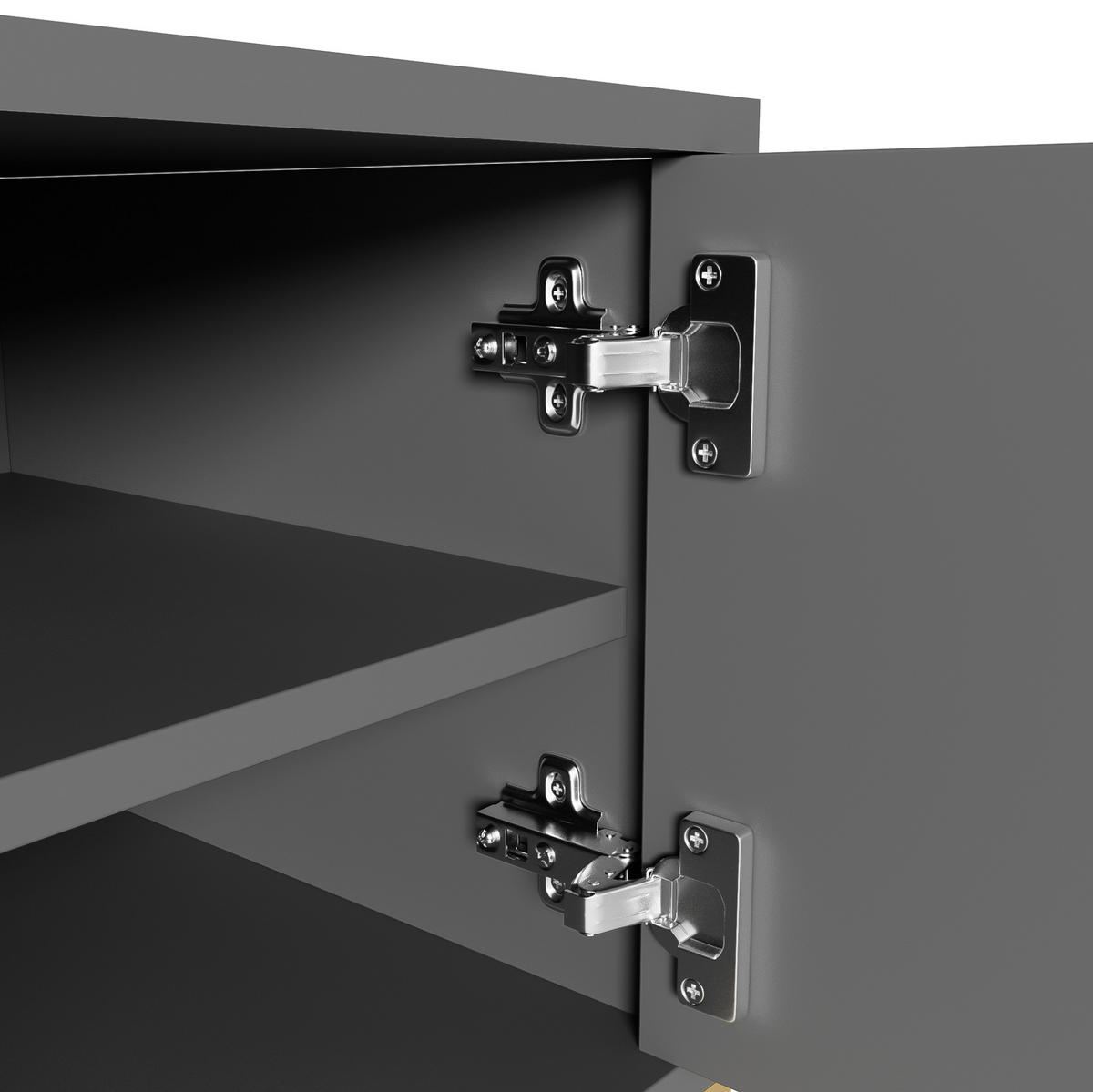LOWBOARD 170/40/45.5 cm grauschwarz aus Spanplatte mit 4 Türen - Grau, Holzwerkstoff (40/45.5/170cm) - OKMYHOME