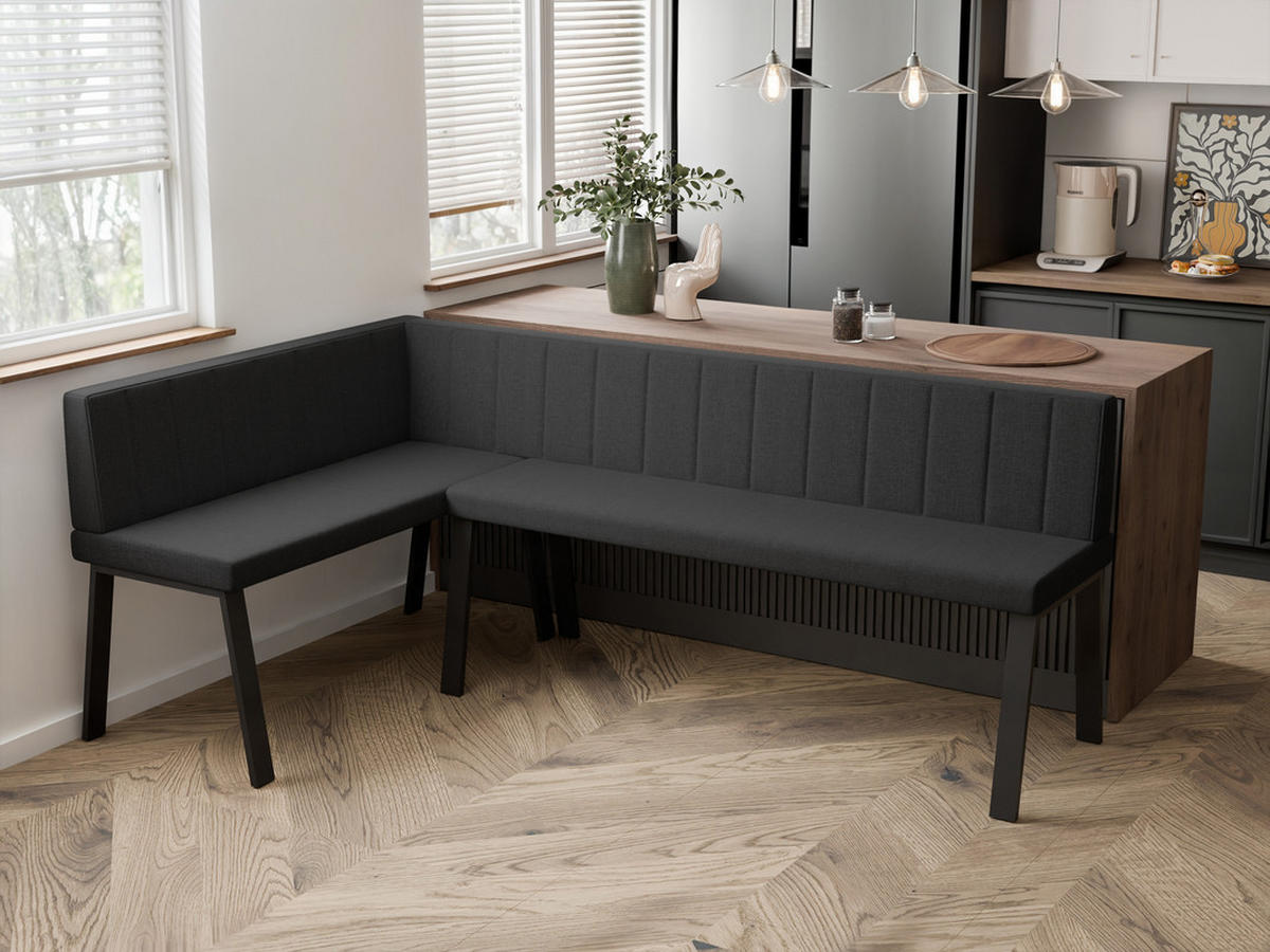 ECKBANK links MONO Y Webstoff gesteppt, 142/196 cm Anthrazit - Anthrazit, Textil/Metall (142/196cm) - Idohome