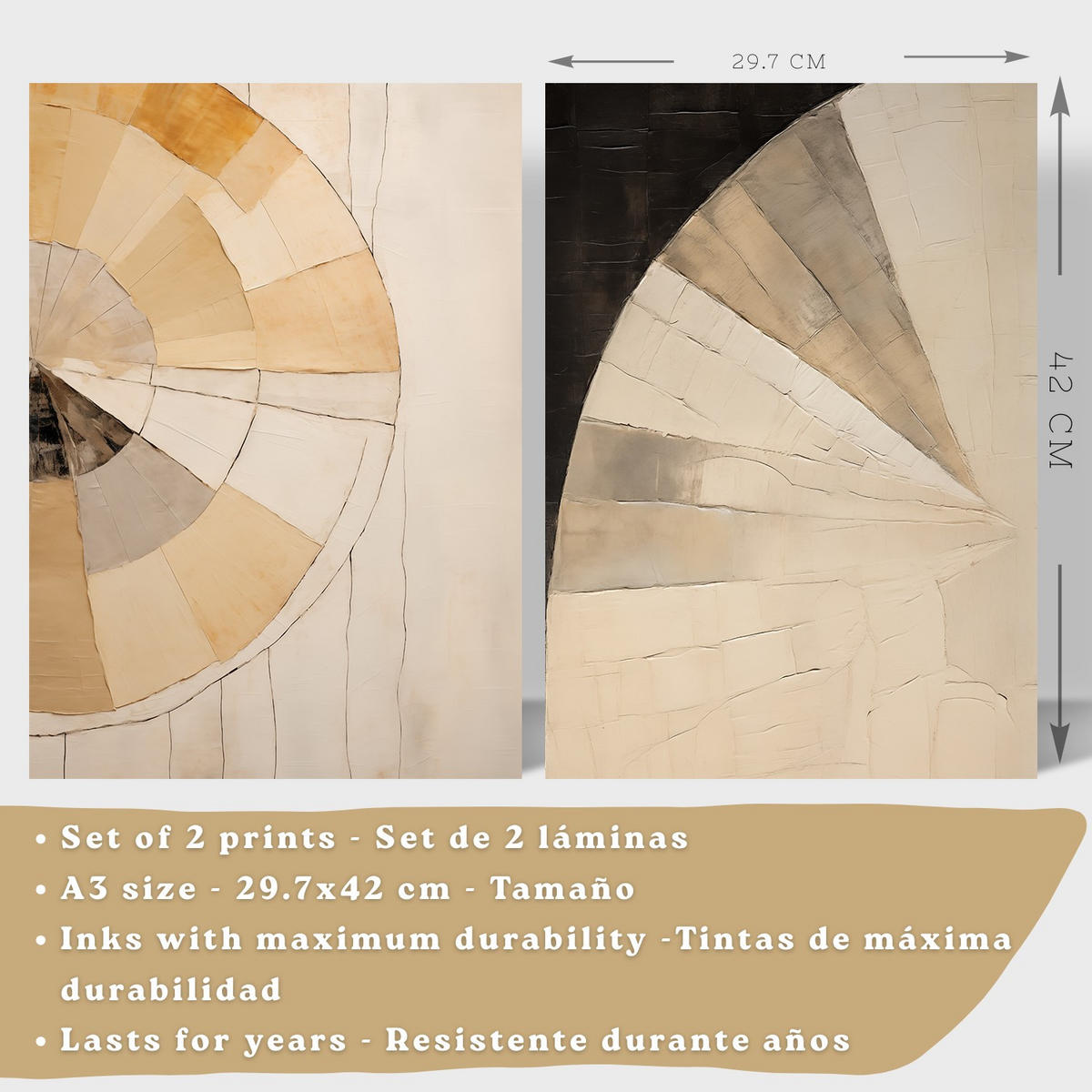 PLAKAT Sada 2 Black Abstract A3 Černý rám - černá, papír (29.7/1/42cm) - Nacnic