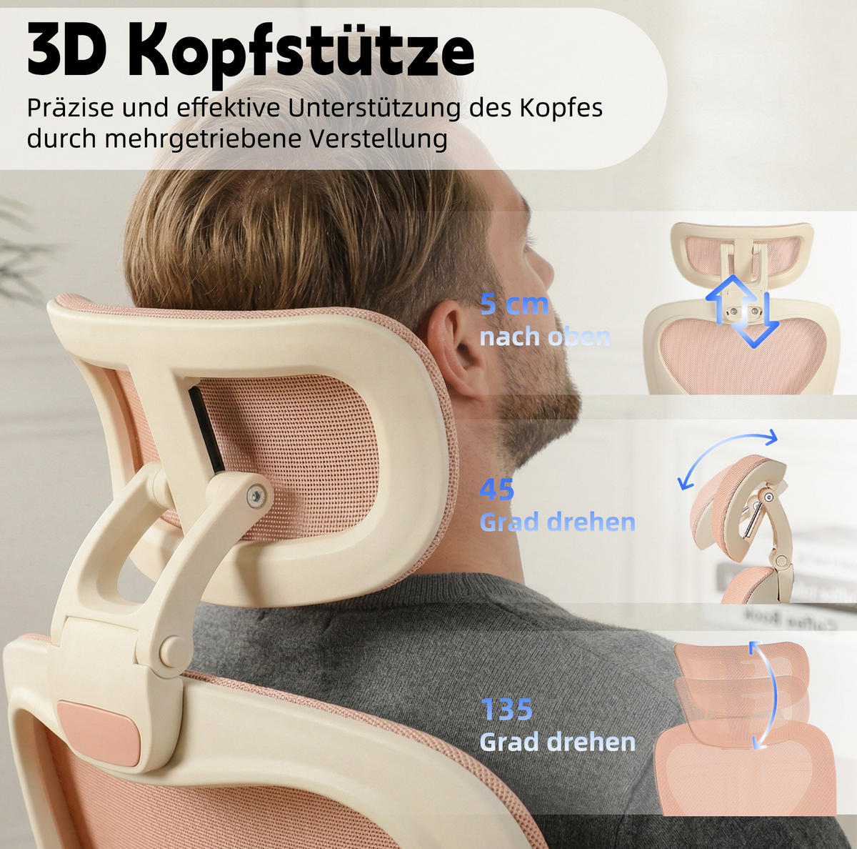 DREHSTUHL 67/67/129 cm pink aus Schaumstoff mit Mesh-Rückenlehne und klappbarer Rückenlehne - Pink, Kunststoff (62/129/48.5cm) - OKWISH