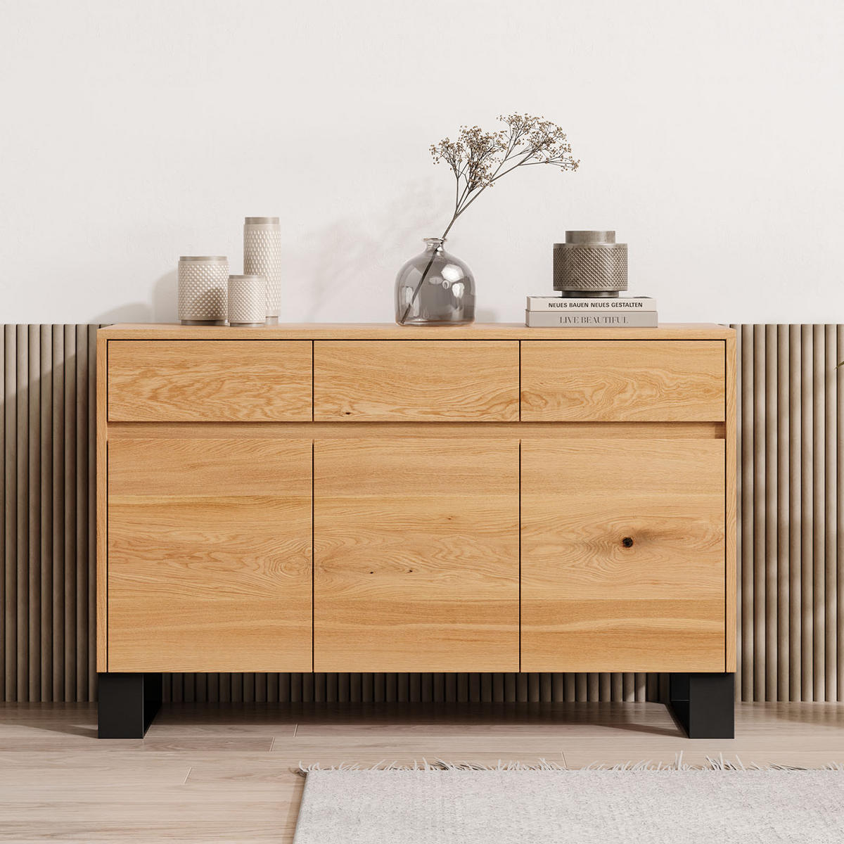SIDEBOARD Horizon aus massivem Eichenholz - Eichefarben/Naturfarben, Holz (140/90/45cm) - Danzz