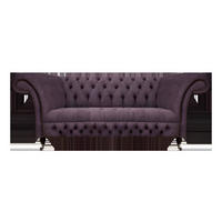 SOFA Lila Polyester 180x90x80 cm Chesterfield - Lila, Textil (180/80/90cm) - JVmoebel