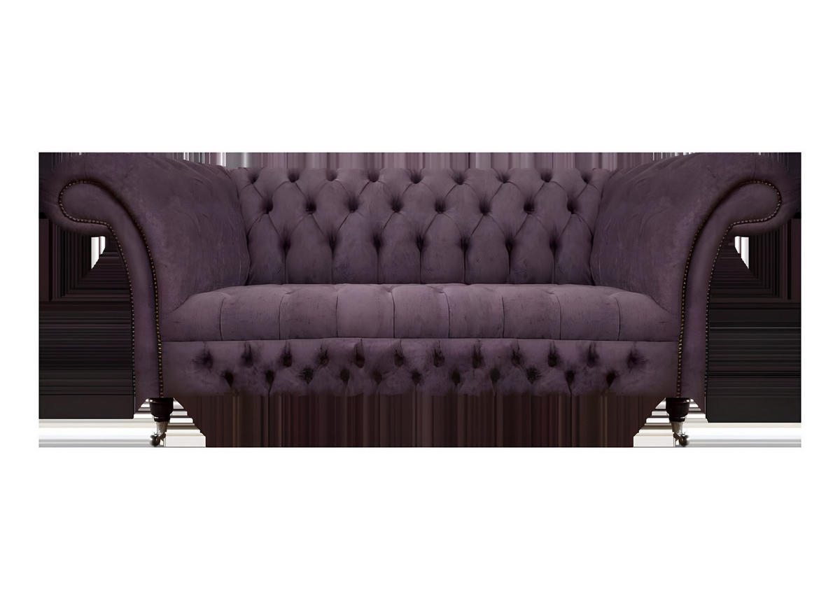 SOFA Lila Polyester 180x90x80 cm Chesterfield - Lila, Textil (180/80/90cm) - JVmoebel