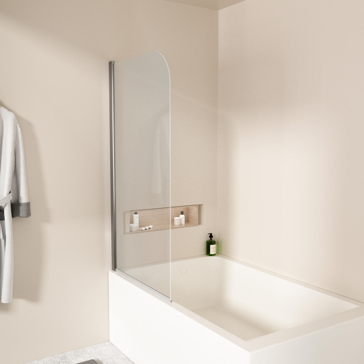 BADEWANNENAUFSATZ duschwand für Badewannen mit Schwenkfunktion Chrom 140/80 cm - Transparent, Glas (80/140cm) - EMKE