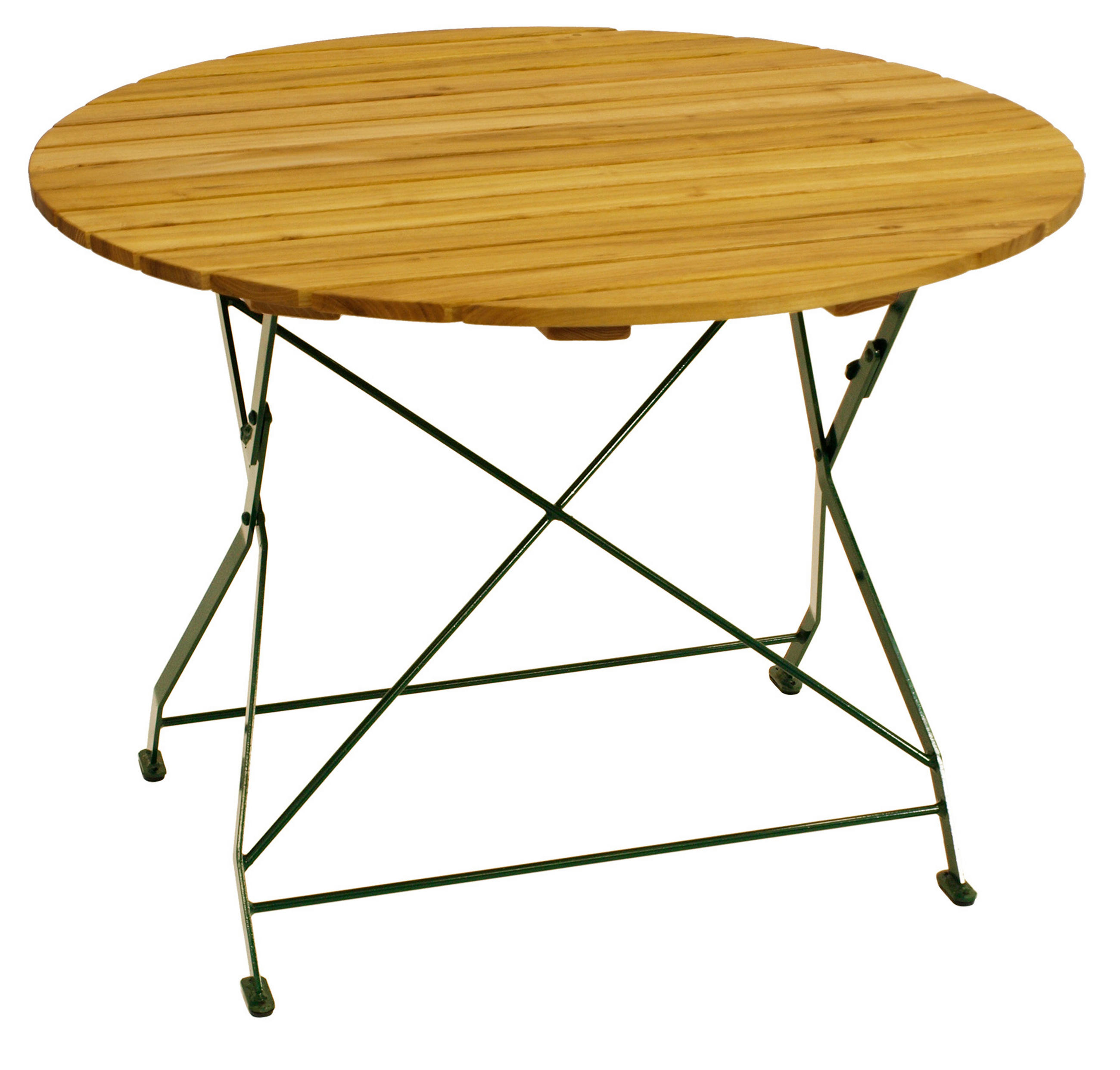 KLAPPTISCH Bad Belzig aus Robinienholz 100 cm rund, Stahlgestell Grün - Braun, Holz (100/100/72cm) - TPFGarden