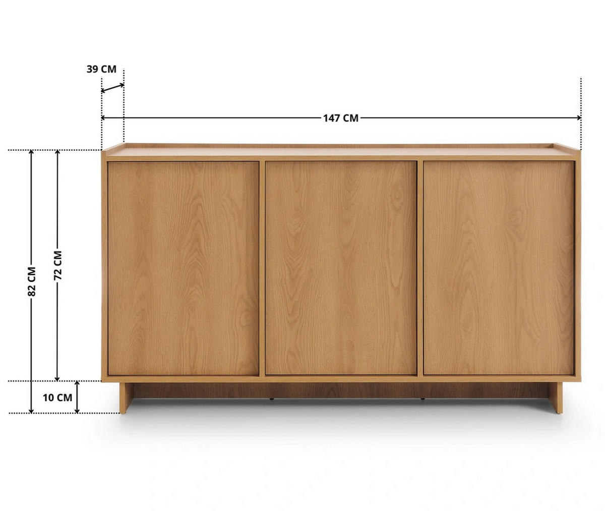 SIDEBOARD SUNA 147 cm (Karamell Eiche, Push to Open) - Eichefarben, Holz/Holzwerkstoff (147/82/39cm) - Ravio