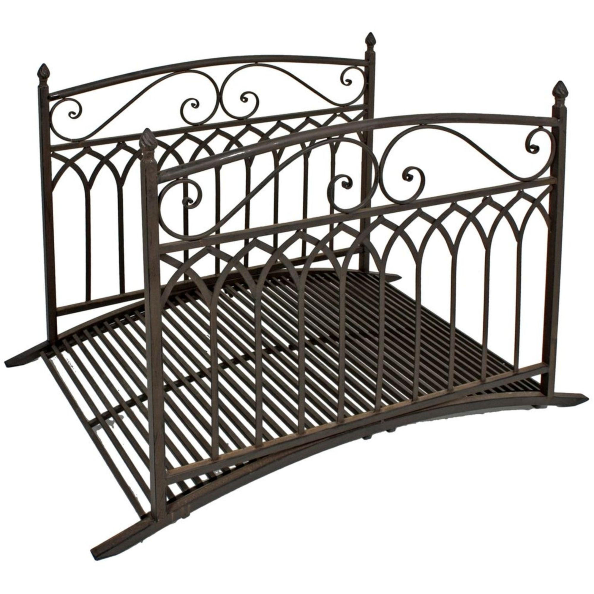 GARTENBRÜCKE Seoul Geländer Antik-Optik Stahl Braun-Schwarz 91x80x136cm - Braun, Metall (136/80/91cm) - DELUKE