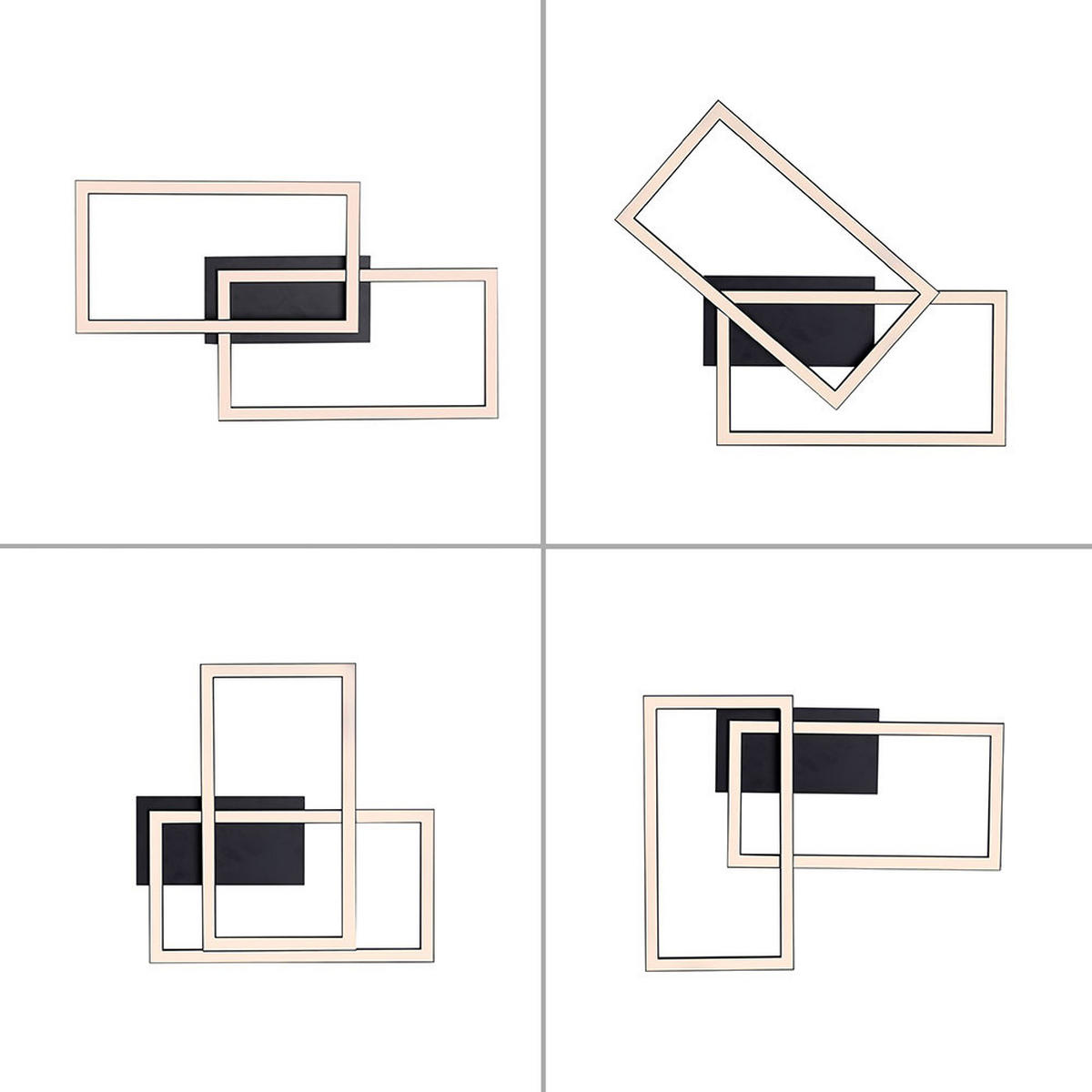 LED DECKENLEUCHTE Schwarz Metall - Schwarz, Metall (54/31/7cm)