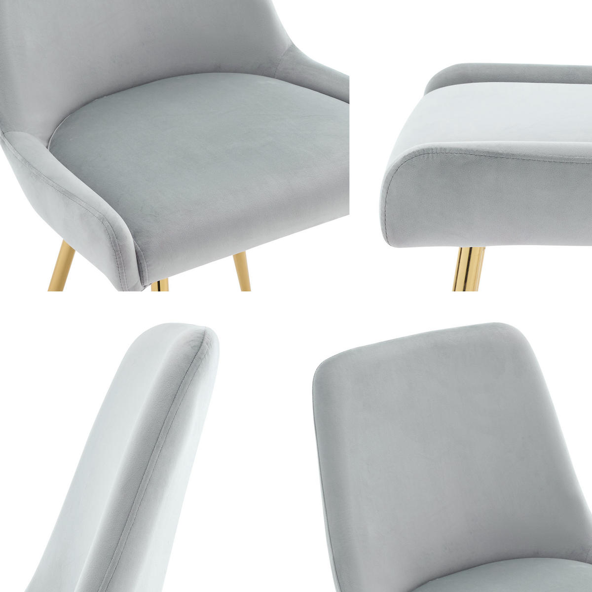 STUHL 2er-Set Muz DC-1148 (2 Stück in Samt) - Beige/Goldfarben, Textil/Metall (54/87/59cm) - MIRJAN24