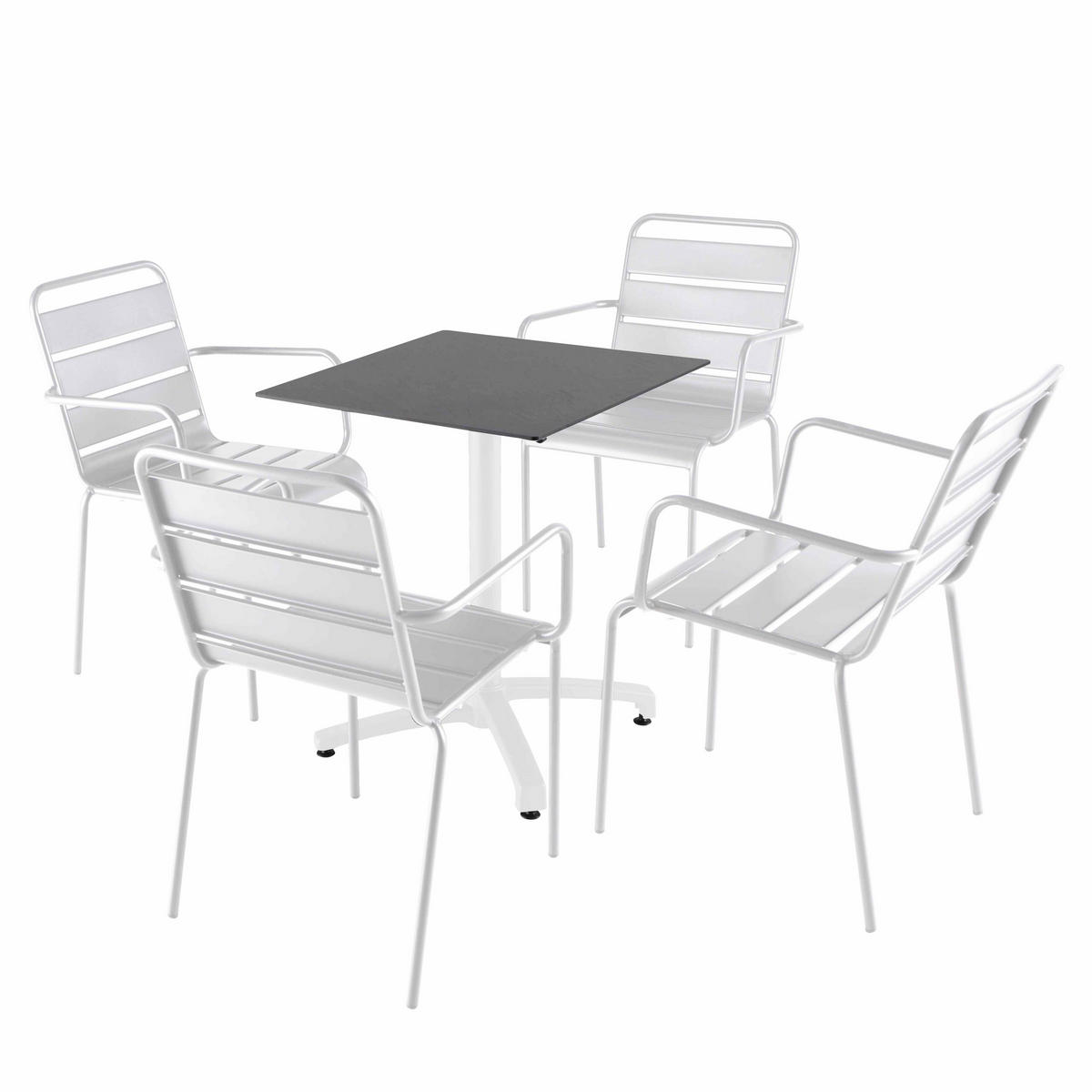 GARTENSET 5-tlg., Grau und Weiß - Weiß, Metall - Oviala