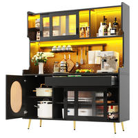 BUFFETSCHRANK 145/39/171 cm schwarz aus MDF mit LED-Lichtleiste - Schwarz, Holzwerkstoff (145/171/39cm) - OKWISH