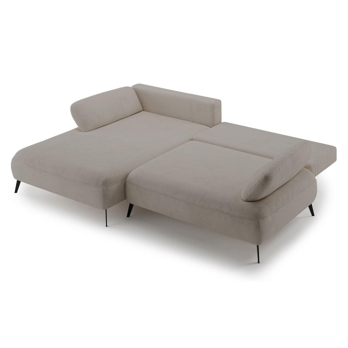 ECKSOFA Avolla Beige links - Beige/Schwarz, Textil/Metall (284/186cm) - Selsey