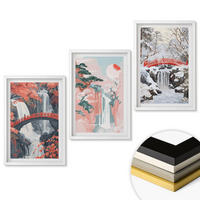 WANDBILDER 3er-Set - 40x60 cm Weißer Rahmen - Wasserfälle der Jahreszeiten - Weiß, Kunststoff (40/60cm) - ArtPrintCave