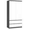 KLEIDERSCHRANK Grau, Weiß 180x90x51 cm - Weiß/Grau, Holzwerkstoff (90/180/51cm) - Akord