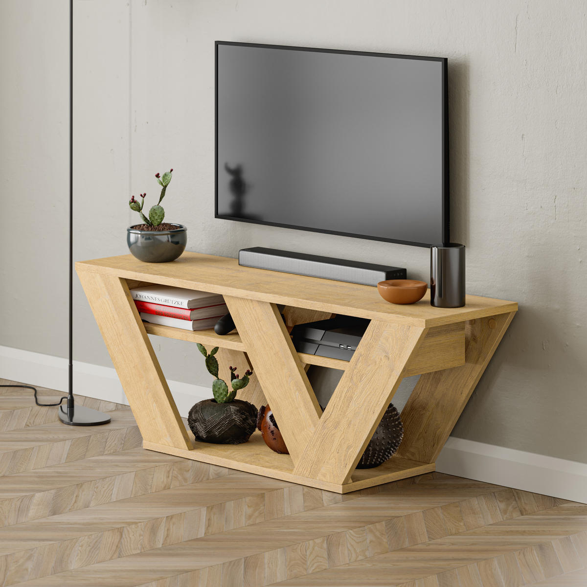 TV-LOWBOARD Pipralla Eiche 110/30/40 cm - Eichefarben, Holzwerkstoff (110/40/30cm) - Decortie