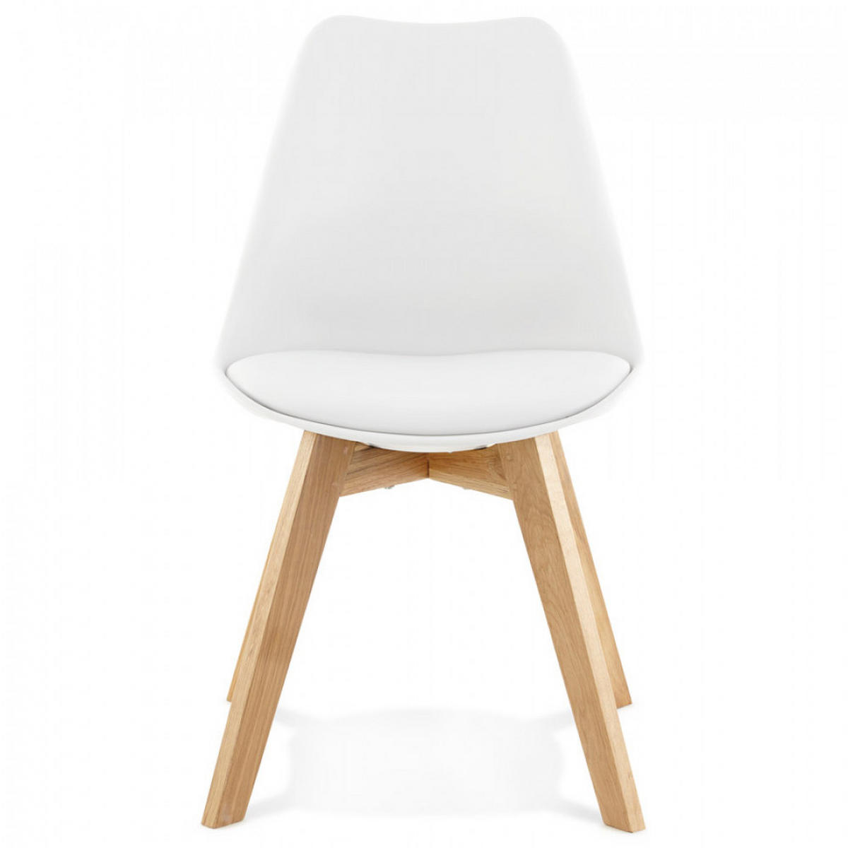 STUHL Weiß 48x83x56cm - Eichefarben/Weiß, Leder/Holz (48/83/56cm) - AlterEgo