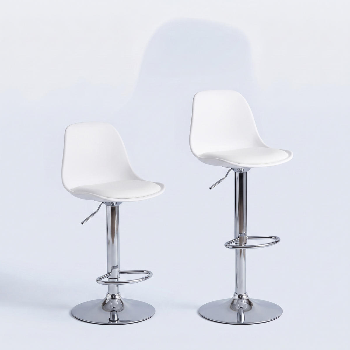 SCAUN Alb bar Set-2 reglabil pe înălțime cu spătar - multicolor, material plastic/metal (38/103/38cm) - Relaxdays