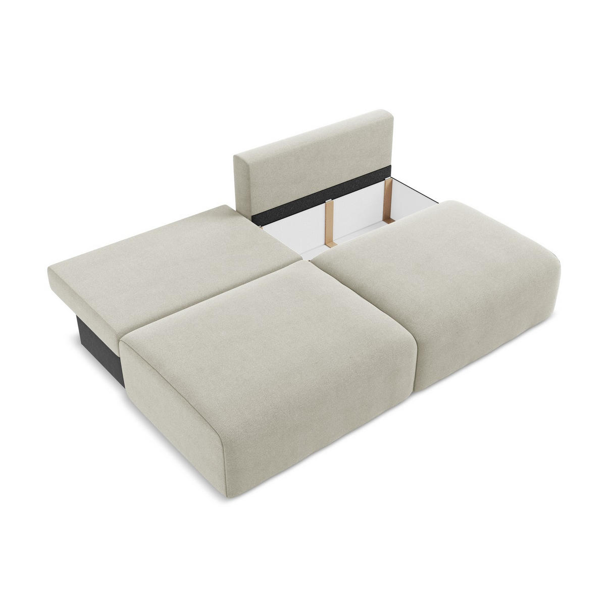 3-SITZER SOFA mit Schlaffunktion Strukturstoff Stoff Beige - Beige/Creme, Kunststoff/Textil (216/79/102cm) - LaMiaSofa