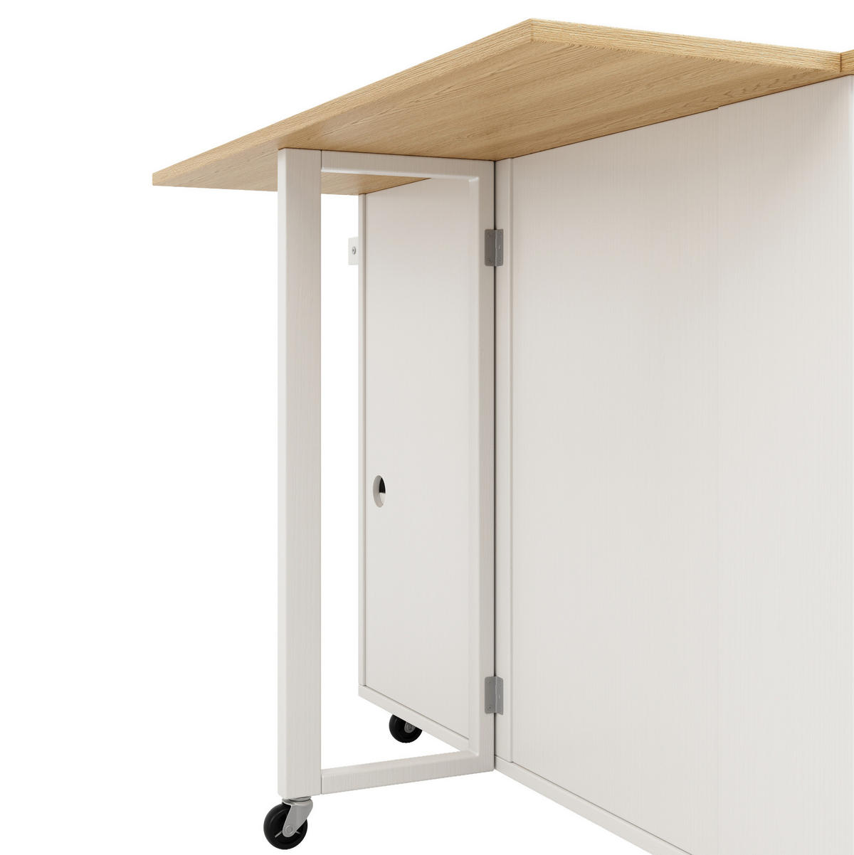 KÜCHENINSEL 131.5x43x90.7cm Weiß aus MDF/Metall mit Klappplatte - Weiß, Holzwerkstoff (131.5/90.7/43cm) - Modfu