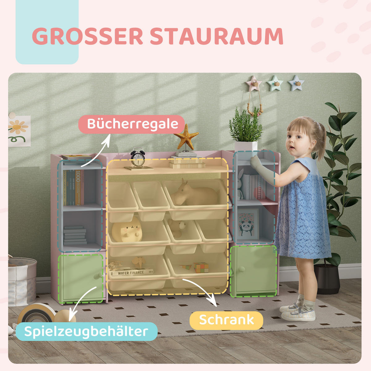 AUFBEWAHRUNGSREGAL DE-09562 Rosa - Pink, Holzwerkstoff (140/90/30cm) - ComfortXL