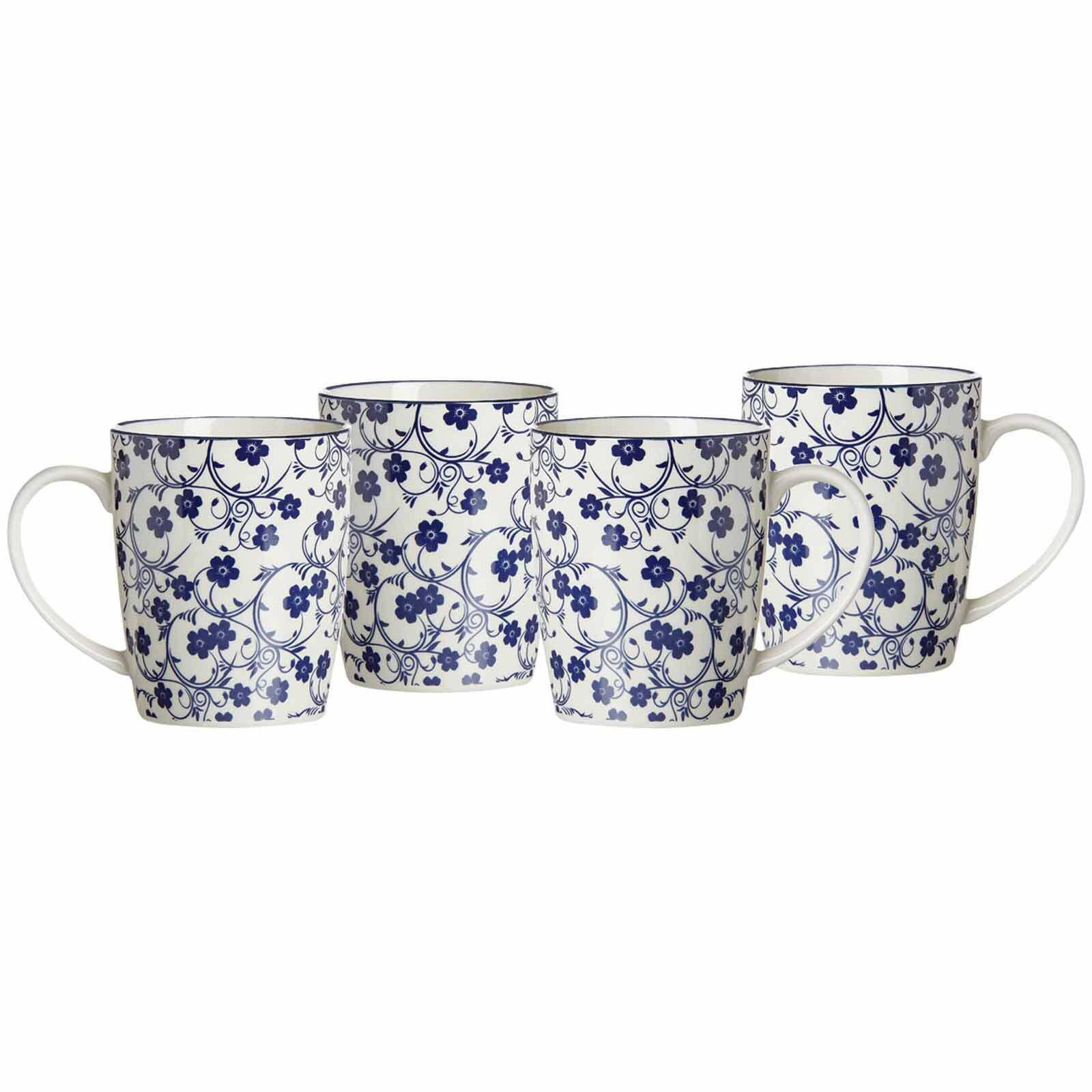 KAFFEEBECHER Royal Sakura weiß-blau 350 ml 4er Set - Blau/Weiß, Keramik (0.35L) - Ritzenhoff Breker