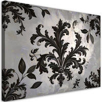 BILDER, Schwarze Akanthus- und Lorbeerblätter Pflanzen Natur - Grau, Textil (120/80cm) - Feeby