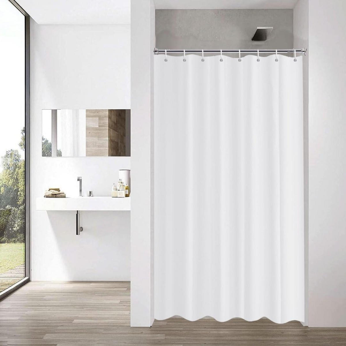 DUSCHVORHANG Weiß wasserdicht schimmelresistent mit Schlaufe Aufhängung Breite x Höhe 200 cm - Weiß, Kunststoff (120/200cm) - MCBOSON