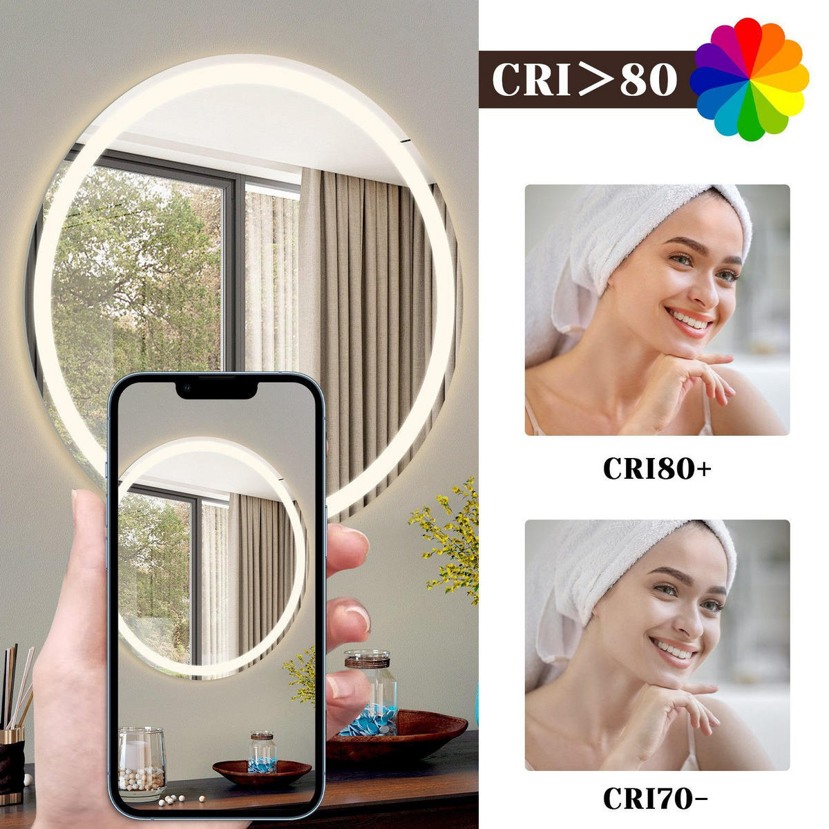 BADSPIEGEL Sylvin 80/2.5/80 cm - Silberfarben, Glas/Metall (2.5/80/80cm) - ZMH