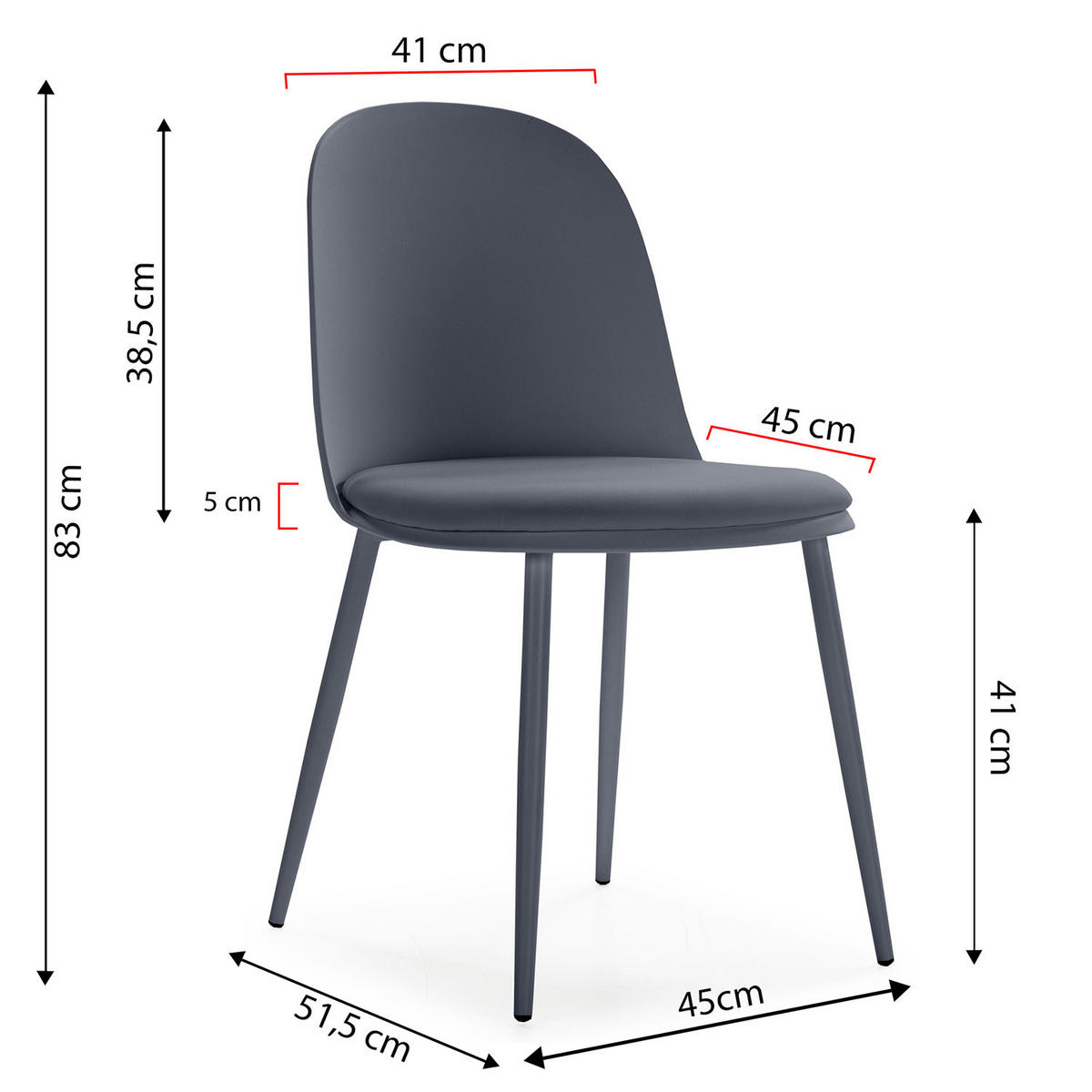 STUHL 4er-Set Kana blau - Blau, Kunststoff/Metall (45/83/51cm) - VS Venta-stock
