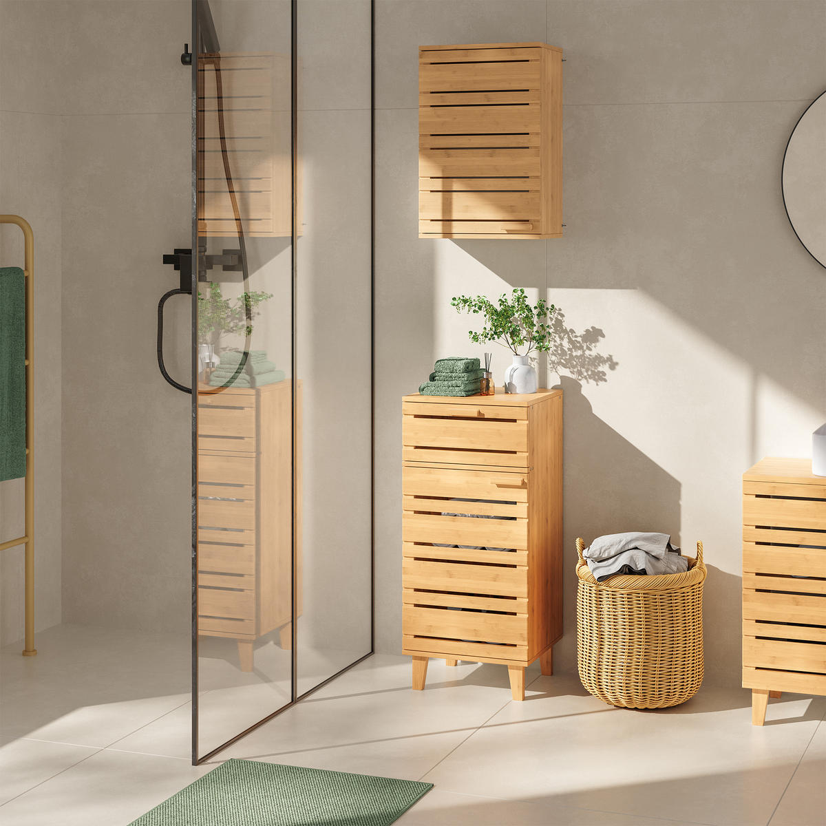 BADEZIMMERSCHRANK Epind - Naturfarben, Holz (33/75/30cm) - [en.casa]
