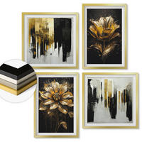 WANDBILDER 4er Set - 50x50 cm & 40x60 cm Goldrahmen - Stilvolle moderne Blumen - Goldfarben, Kunststoff (50/50cm) - ArtPrintCave