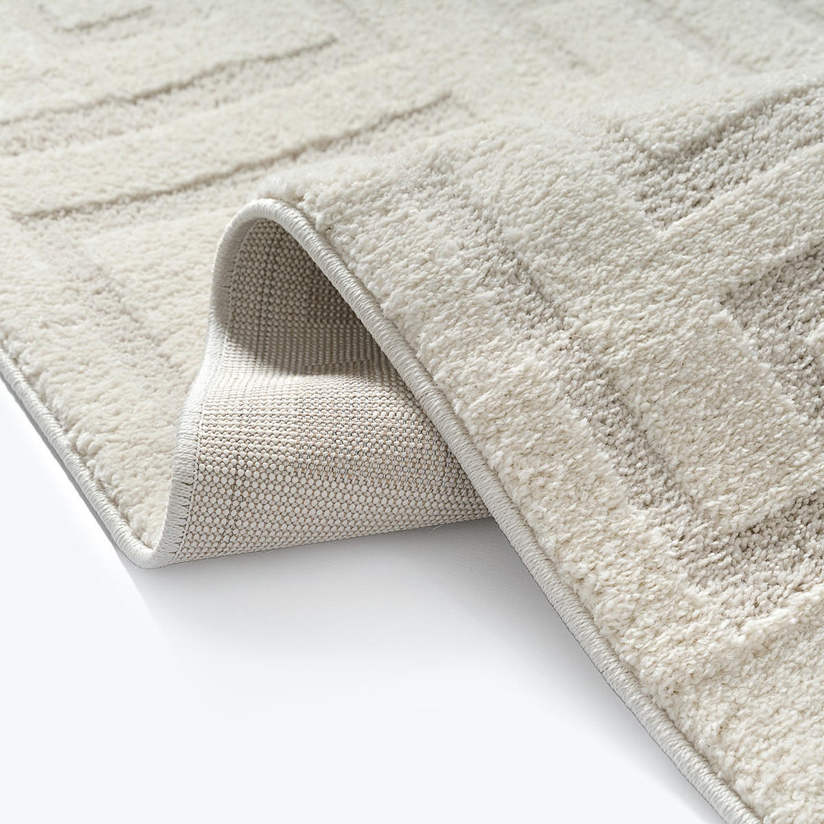 KURZFLORTEPPICH Geometrisch MUOTA Polypropylen Creme 140 x 200 cm - Beige, Textil (140/200cm) - KADIMA DESIGN