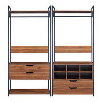 GARDEROBEN-SET 2 TLG. Larem - Walnussfarben/Schwarz, Holzwerkstoff/Metall (168/180/40cm) - [en.casa]