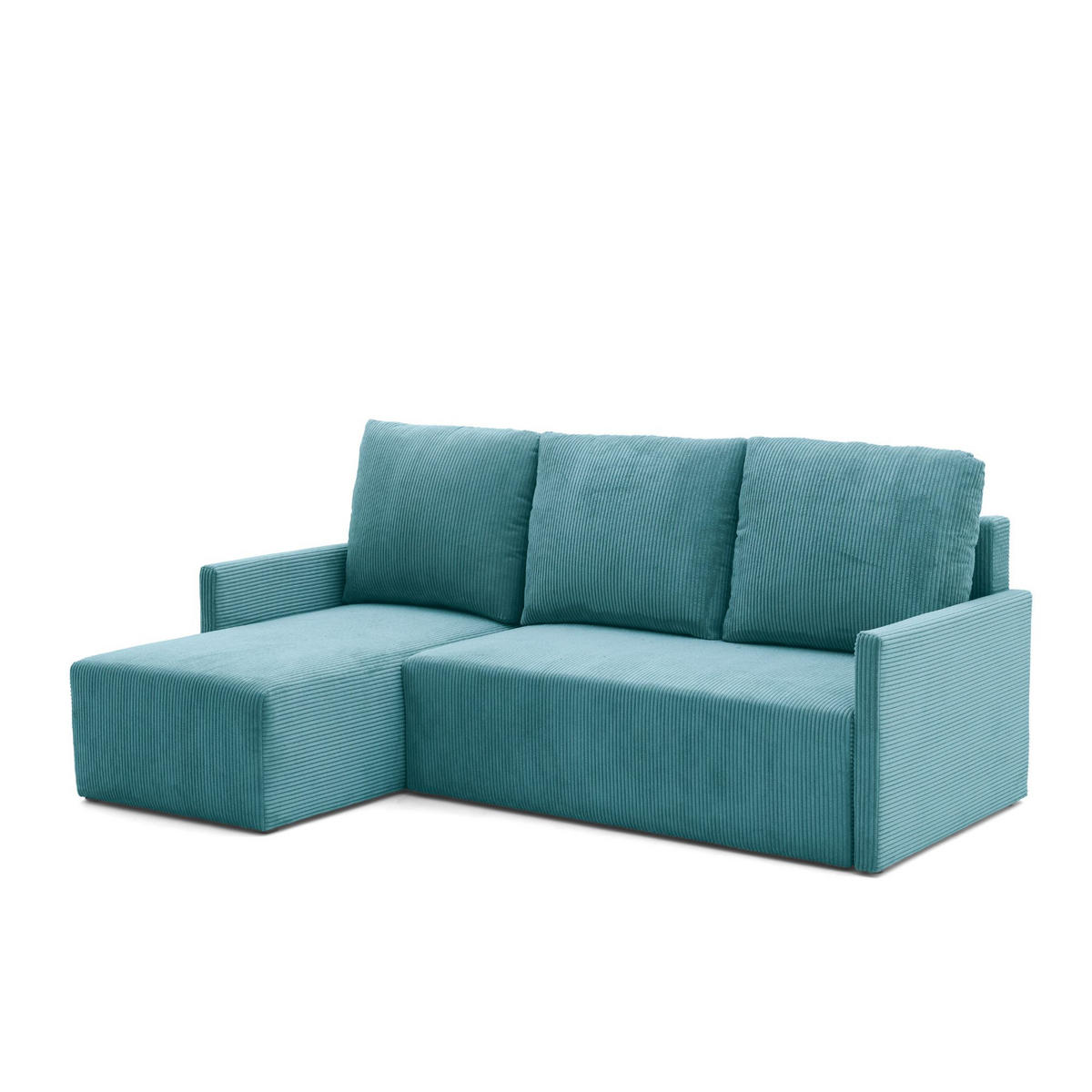 ECKSOFA GARDA L universell links/rechts montierbar mit Schlaffunktion 132x198 cm Cord Blau - Blau/Schwarz, Holz/Kunststoff (209/145cm) - NACANAPA