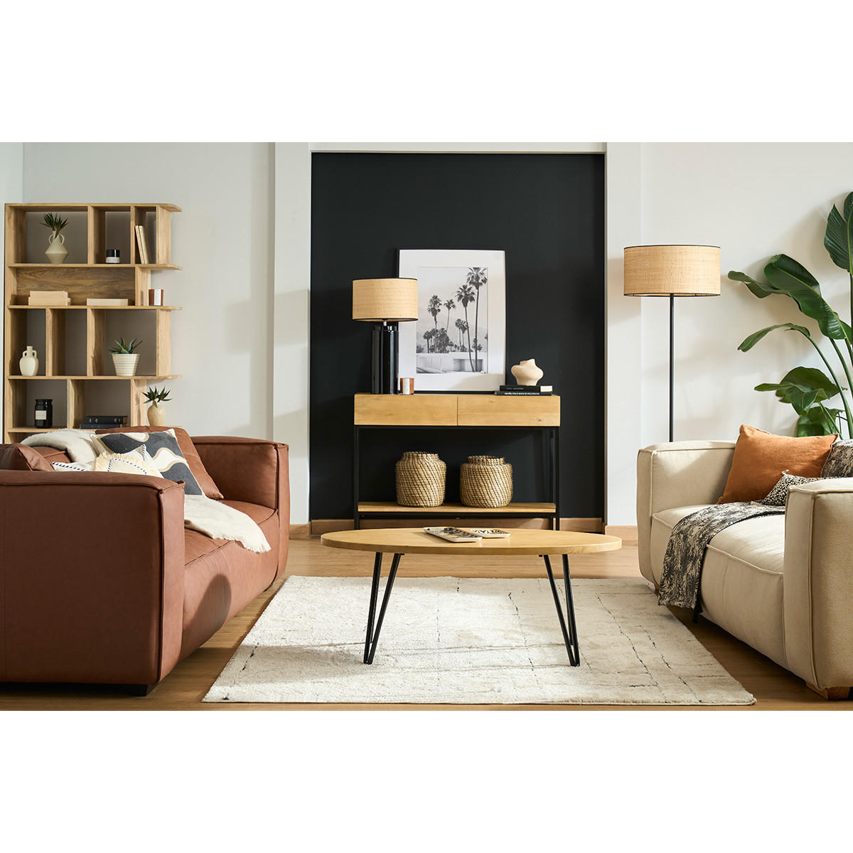 COUCHTISCH Oval Massiv Mangobaum L100 VIBES - Naturfarben, Holz (100/55/40cm) - Miliboo